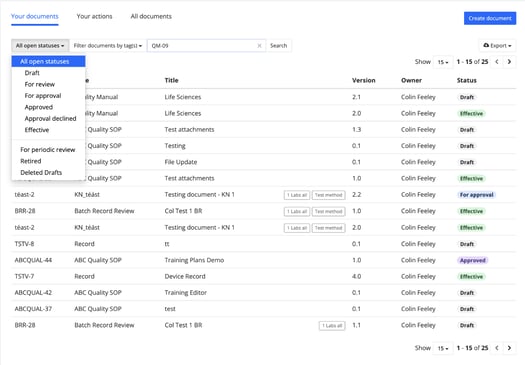 Document status view