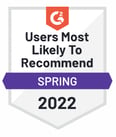 G2 Qualio Most Likely To Recommend Award 2022