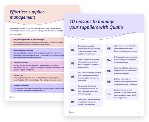 Qualio supplier management datasheet