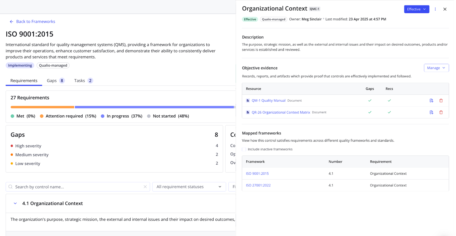 Regulatory compliance software standard evidence