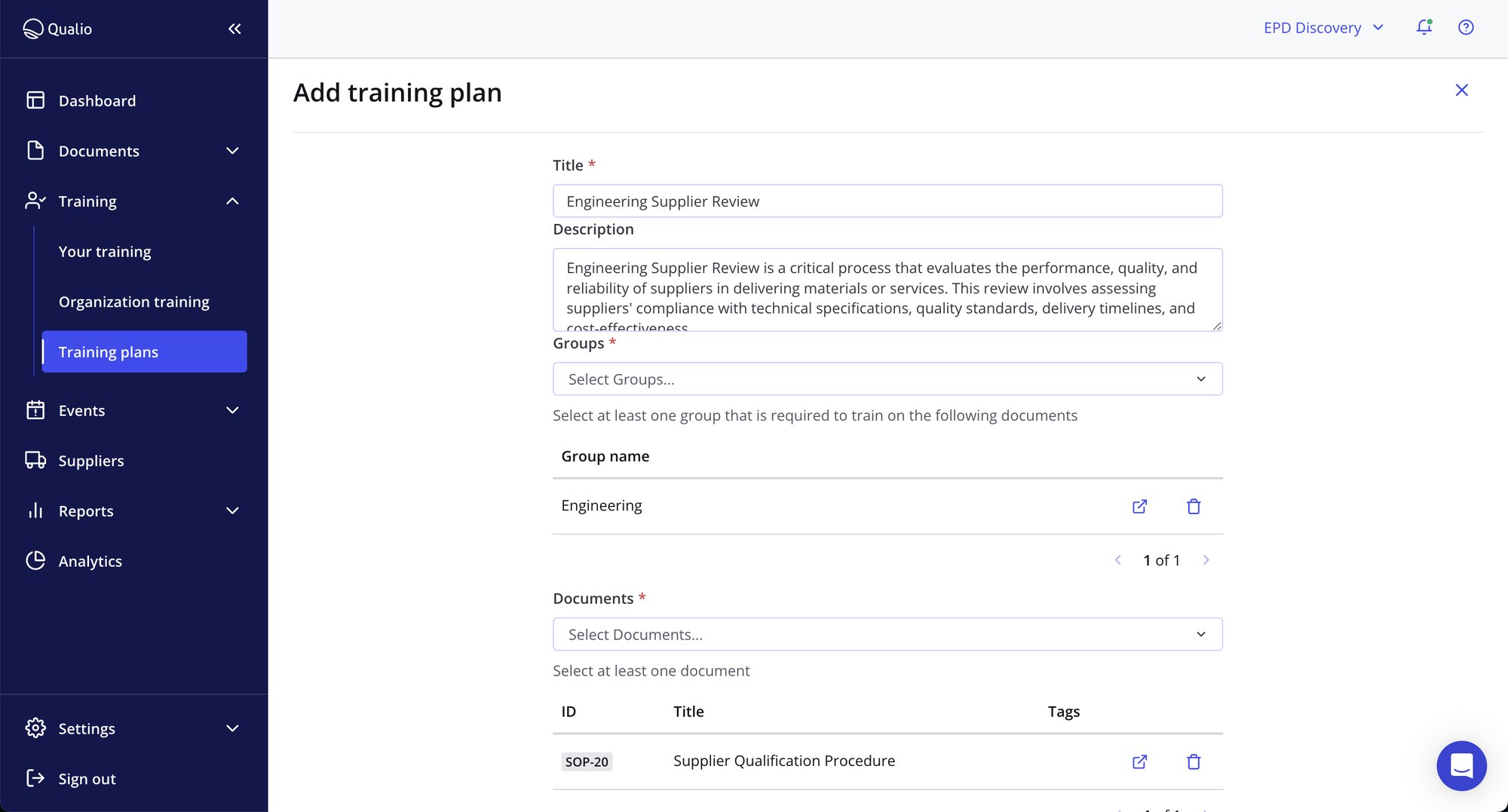 Training Management Software System — Qualio