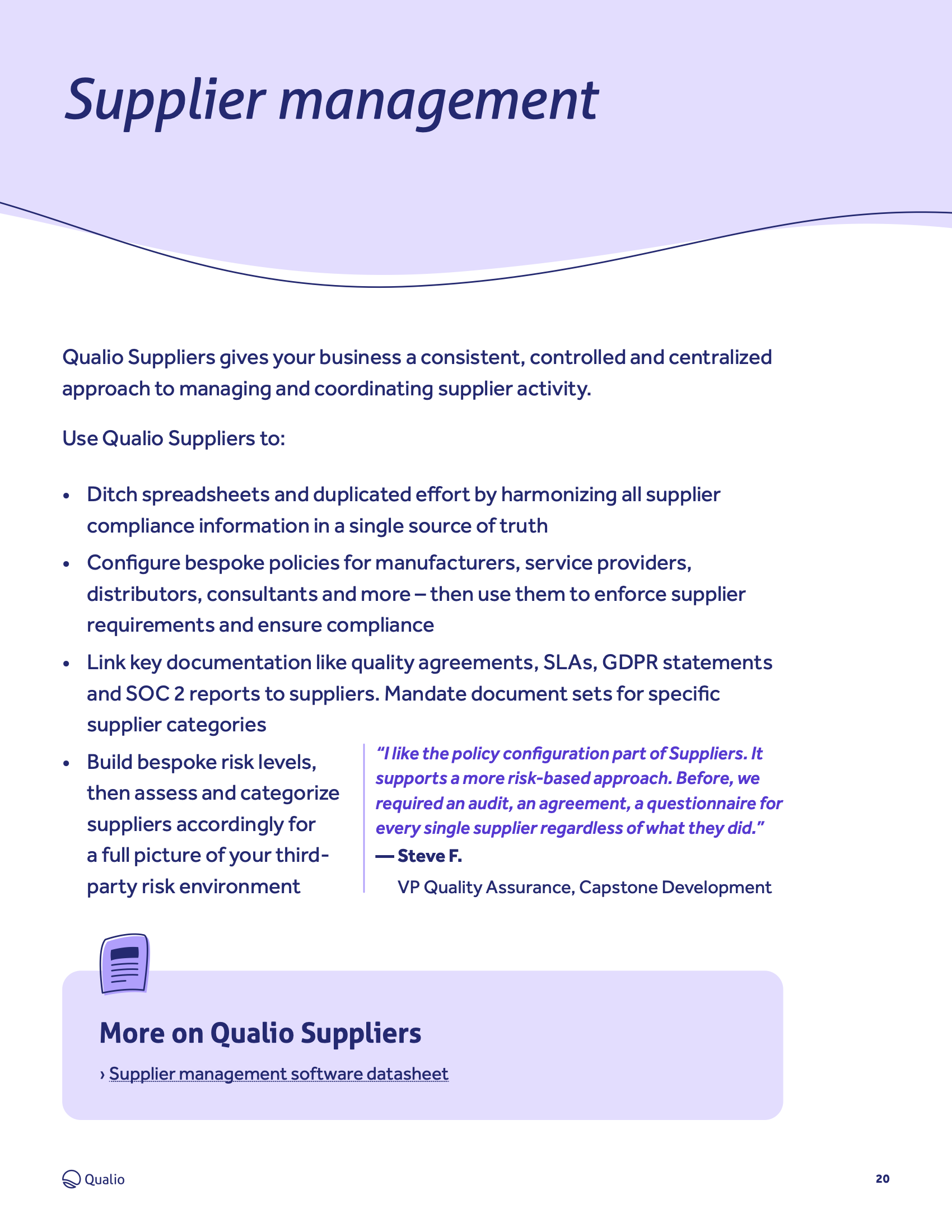 Qualio supplier management functionality
