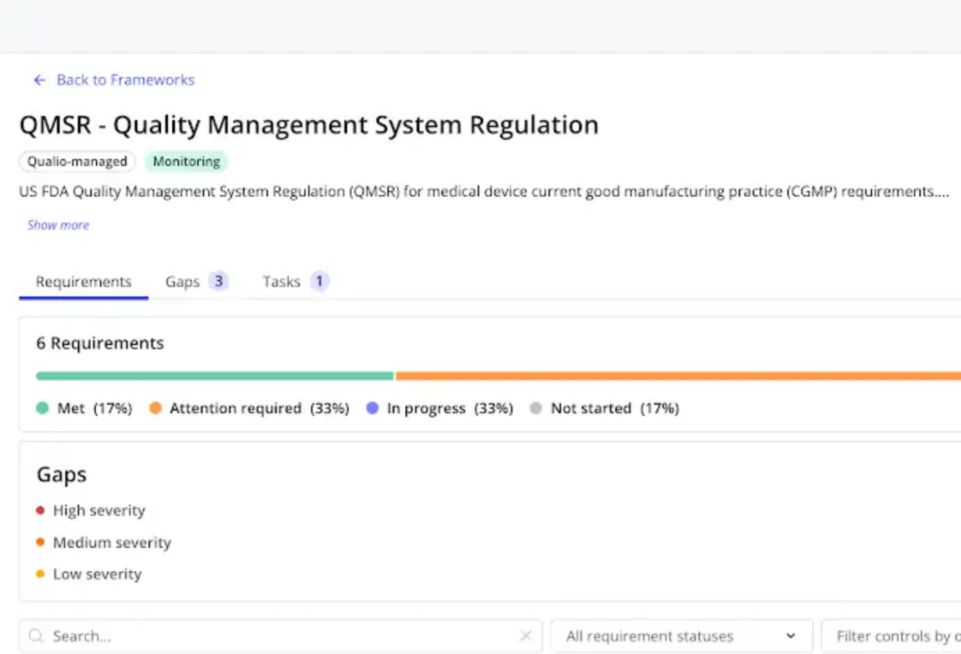 QMSR Quality Management System Regulation Dashboard